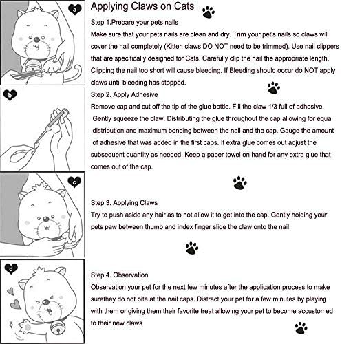 ЏОЈЏУЛИ Мека Мачка Писе Капачиња За Нокти Канџи Капаци За Мачки Шепи Чешлање Нега На Канџи, 100 парчиња 4 Големина од 1 Сјај Сјај