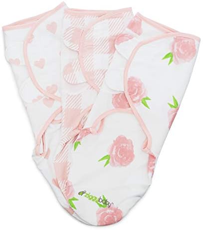 Бебе девојче Swaddle Clabte Прилагодливо сет за обвивка Мала/Средна, 0-3 месеци - 3 пакет - розово божрка, розово срце, розово