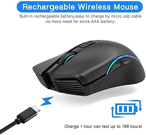 WFB Безжичен Гејмерски Глушец На Полнење Со Целосна Големина Bluetooth Глувци 2,4 G со НАНО USB Приемник,3 Прилагодливи Нивоа