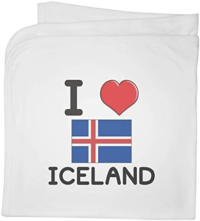 Азиеда „Јас го сакам Исланд“ памучно бебе ќебе / шал