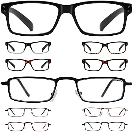 Очила за читање на гулаби 10 пара класични лесни правоаголни читатели за мажи +1,75