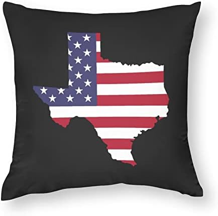 Мапа на Тексас со американско знаме плоштад перница кутија полиестерска перница капачиња фрлаат капаци за перници за декор на софа