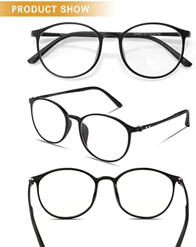 ДУКО Сини Светлосни Очила За Мажи Жени Очила За Блокирање На Сини Зраци Компјутерски Очила За Тинејџери Црни Ретро Тркалезни Очила Рамка очила