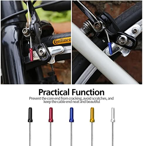 Крајни капачиња за кабел за велосипеди AYQWE со сет на кабелски кабел, 50 парчиња 5 бои на кабелски крајни кабелски кабелски кабел за