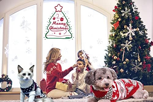 Cooshou 3pcs Божиќно куче џемпер костум Божиќ мачка со мачка облека, морнарица сина бела и Божиќна црвена џемпери со ирдејки од