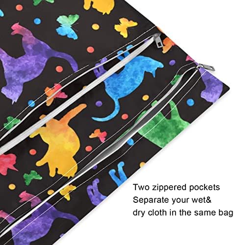 ЗЗХХБ Галакси Мачка Пеперутка Водоотпорна Влажна Торба Ткаенина За Повеќекратна Употреба Пелена Влажна Сува Торба Со Патент Џеб За Патување