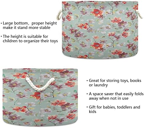 Кигаи памук јаже корпа трендовски цветни големи корпи за складирање за играчки ќебе за перење бебе за расадник, плакарот, спална