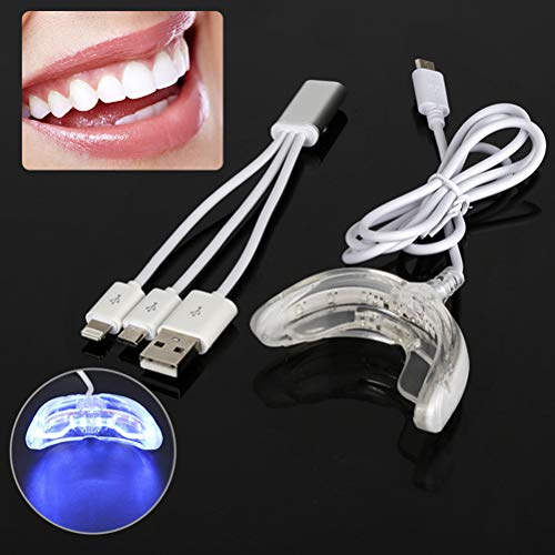 Заби за белење на заби со топол збор, 16 LED белила за заби, гел за белење на заби за iPhone, Android и USB