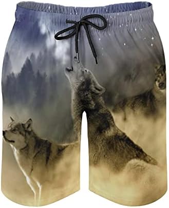 Волци starsвезди ноќни машки пливање стебла Брзи суви шорцеви од плажа со џебови