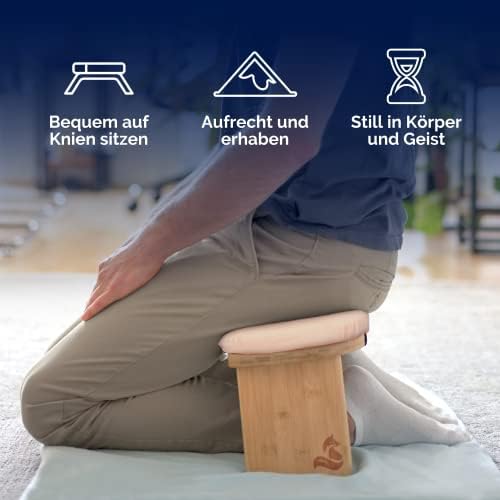 Клупа за медитација на Метафокс | Преклопен бамбус столче со перница и торба за носење | За вашата практика и практика за медитација |