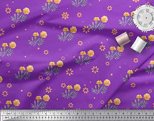 Соимои Виолетова Памучна Ткаенина Од Дрес Невен Цветна Печатена Ткаенина 1 Двор Широк 58 Инчи