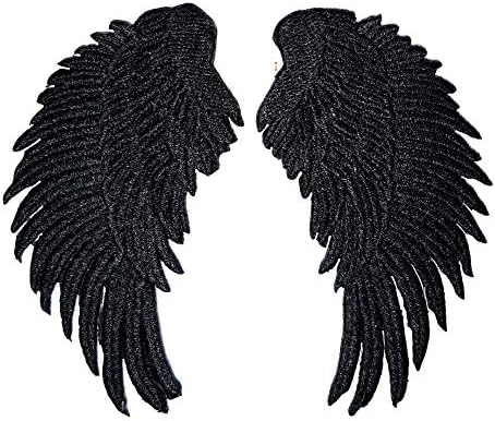 Парита Поставете црни ангелски крилја дама жени цртан филм извезено апликација железо на лепенка за шиење на лепенка, јакна за везење