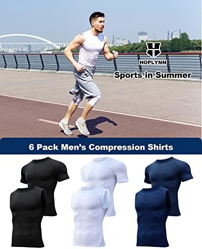 Hoplynn 6 пакувања кошули за компресија и резервоари мажите Атлетски краток ракав/без ракав чувар на осип, маичка за спортови