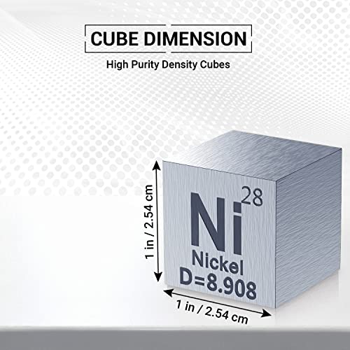 Никел коцка - Коцки со метален елемент - ласерска врежана густина на густина поставена за периодична табела на колекција на елементи -