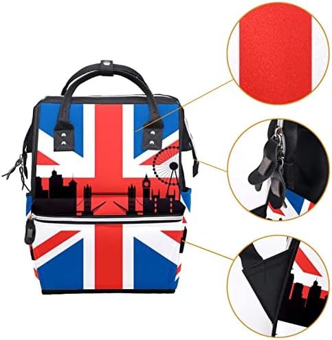Британско Знаме Лондонска Торба За Пелени Ранец Торби За Менување Пелени За Бебиња Мултифункционална Торба За Патување Со Голем Капацитет