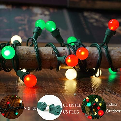 Божиќни светла на бохон, отворено пакување од 2 сетови 19 -тите 70 LED диоди повеќе бои UL овластени Божиќни жици со жици со бисери