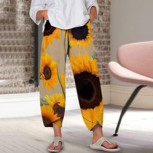 Обични лабави панталони на жената на Ubst Woman, модни разноврсни тенки цврсти панталони со високи половини, долго широки панталони за нозе
