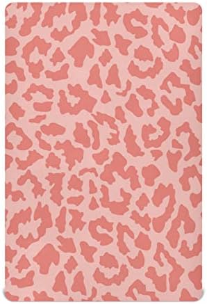 Алаза Пинк гепард леопард печати за печатење на креветчиња за креветчиња опремени листови за бебиња за момчиња бебе девојчиња дете, стандардна