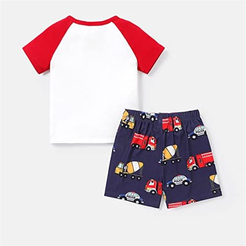 Patpat Toddler Boy 2 Piect Облека диносаурус печати кратки ракави од врвна кошула и карго шорцеви