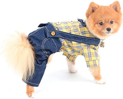 Облека за кучиња во Селмаи за мали кучиња момче летни карирани кошули со биб панталони комбинезони за мачки костуми со едно парче облека за