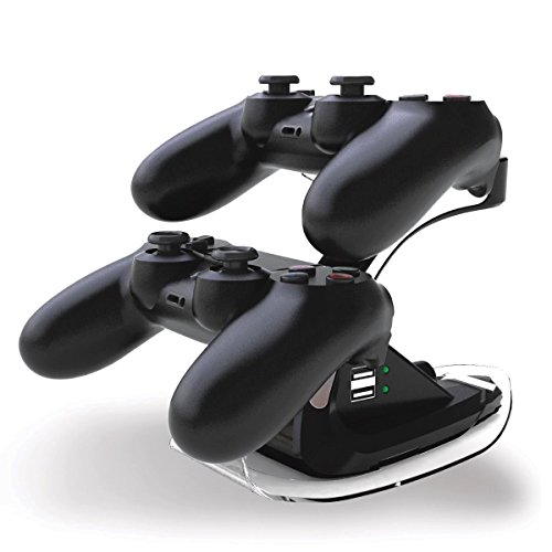 Скмун PS4 Playstation 4 двојна контролер станица за полнење со 2 Дополнителни USB Излези