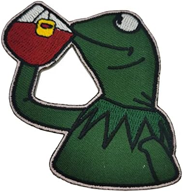 Kermit ниту еден мој деловен жаба пие чај закрпи Везење на шиење/железо на закрпи за фустани фармерки јакни жаби Апликат лента за