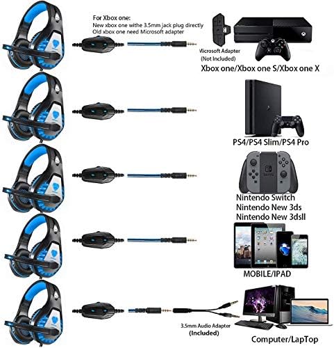 Слушалки ЗА Стерео Игри ДИВЕР за Нинтендо Прекинувач, PS4, Xbox One Со Микрофон За Поништување Бучава, Меки Слушалки За Уши Опкружуваат
