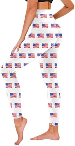 Американски хеланки на знамето Controlенски стомак контрола патриотско американско знаме џогер панталони лесни задникот за кревање еластични хулахопки
