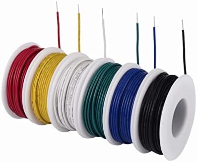 Bmino 22 AWG цврста жица со цврста жица-6 различни обоени обоени 30 стапки 22 мерачи на мерач на мерач-кукајте жица жица и кабел