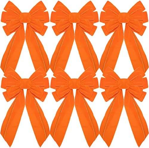 6 Парчиња Голем Лак за Денот на Благодарноста 10 х 16 Инчен Пад Портокал Кадифе Големи Венци Лакови Новогодишна Елка Топер Украс