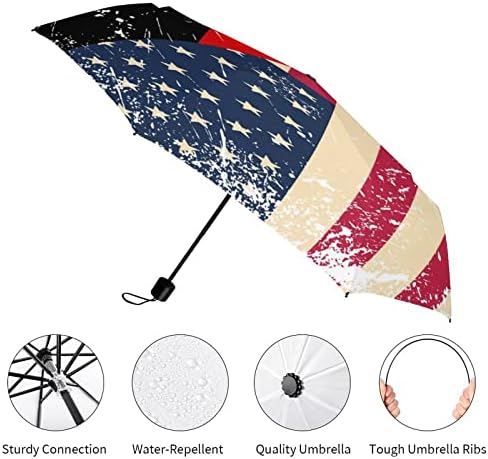 Американско И Германско Ретро Знаме Патувачки Чадор Издржлив Ветроупорен Преклопен Чадор за Дожд Пренослив Чадор Автоматско Отворање