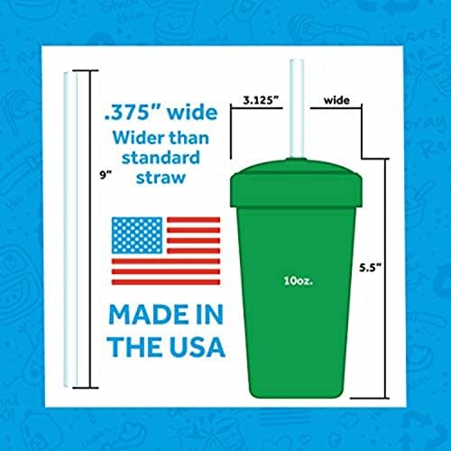 Повторно Играјте Сет од 5 Сламени Чаши Со Силиконски Сламки | Направени Во САД Од Рециклирана Пластика | Редење И ЛЕСЕН За Чистење |