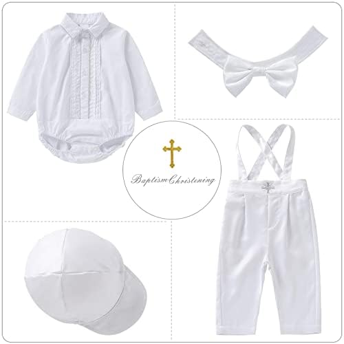 Облека за крштевање на булфи за момчиња бебе момче костум господин со панталони за кошули, подарок за крштевање облека