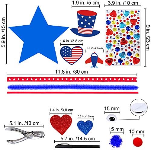 Winlyn 18 поставува патриотски украси од пена starвезди занаетчиски комплети црвени бели сини starвездички исечоци форми на патриотски
