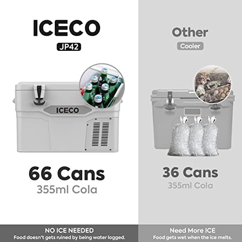 Iceco JP42 Pro, 3 во 1 фрижидер, ладилник за замрзнување на фрижидер од 12 волти, напојуван со Secop, Rotomolded конструкција, 0 ℉ ～ 50 ℉, DC 12/24V,