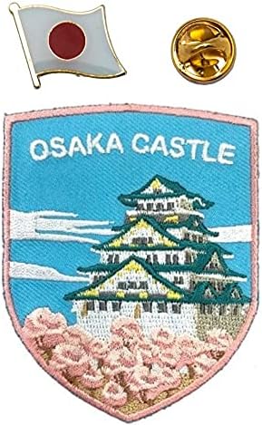 А-Еден-Јапонија Азучи-Момајама замок лепенка+Амблем за амблем на знамето на Нипон, лепенка од Осака, игла на знаме на национална земја,