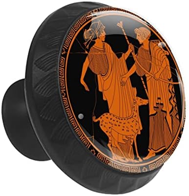 12 Парчиња Антички Грчки Стаклени Копчиња за Фиоки За Комоди, 1,37 х 1,10 Во Тркалезна Кујна Кабинет Повлекува За Домашна Канцеларија