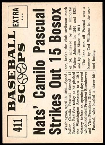1961 Nu-картички лажички 411 штрајкува 15 Bosox Camilo Pascual Minnesota Twins Ex/Mt Twins
