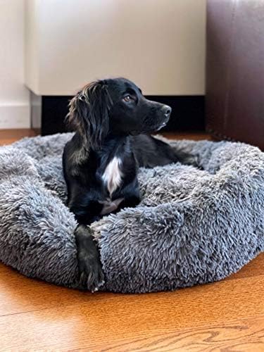 OQQ Anagistence Dog Bed и Сиво куче смирувачки кревет удобно крофна кукавица миленичиња кревет за ортопедско олеснување, подобрено спиење, водоотпорно