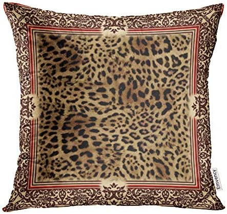 Емвент фрли перница за капаци Прекрасна дива лео -шема леопард кожа шал -животинска принт декоративна перница 16 x16 куќиште