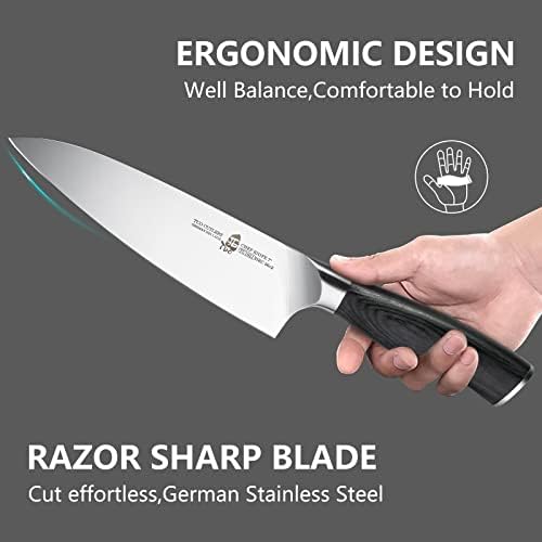 Туо Готвач Нож Паринг Нож Сет-7 инчен Готвачи нож 5 Инчен Мал Кујнски Нож Комунален нож германски нерѓосувачки челик со Висок