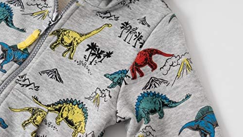 Azalquat Бебе дете Момци Диносаурус со аспиратор со патент јакна Обична облека за надворешна облека Активна маичка