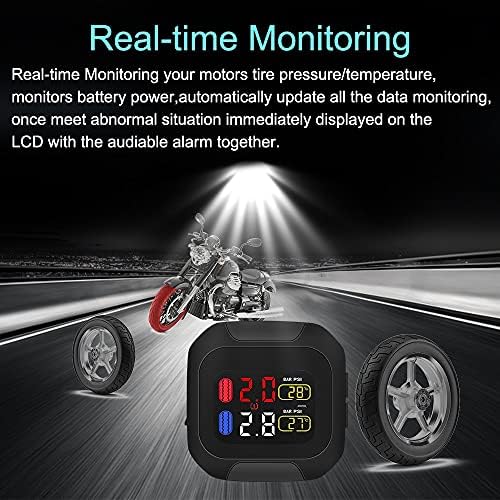 XJJZS Систем за мониторинг на притисок на моторната гума LCD дисплеј мотоцикл TPMS Аларм за температура на гумите 2 Надворешни