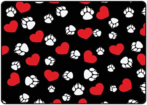 Tsingza Soft килим со големи површини, кучиња печати црвени срца удобно затворен тепих, бебе игра за дневна соба спална соба расадник дома украс