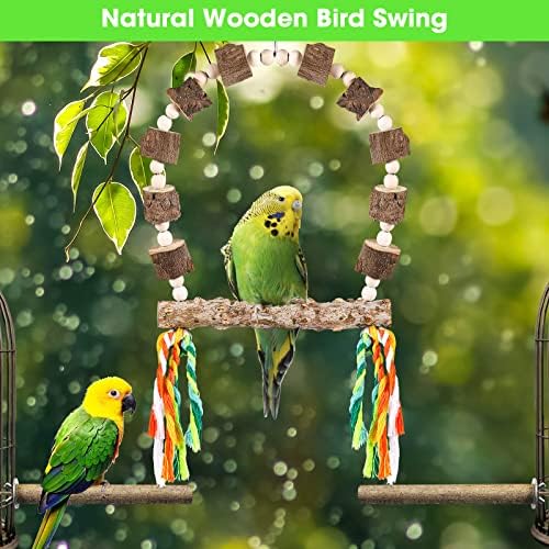 Prazonvee Bird Swing 7.8 , Stand Perch Perch, додатоци за кафез со природно дрво, висини за замав птици играчки погодни за папагалии