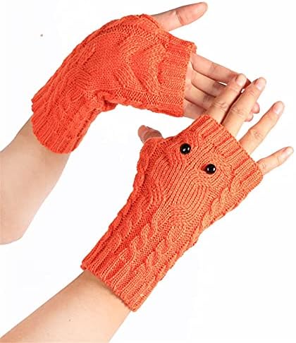 QVKARW без прсти цврсти симпатични нараквици на ракавици, плетени белезници плетени лежерни полу ракавици нараквици белезници жени