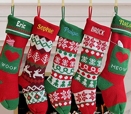 Облека на Накре Облека, плетена Божиќна порибување Персонализирано божиќно порибување, порибување на името, виси хас -чорапи