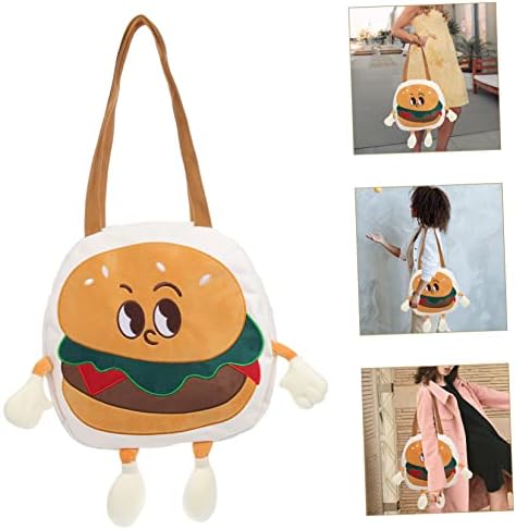 Рачни торби со шари 3 парчиња Смешна торба Смешна книга за слободно време на платно хамбургер за купување тоте за девојче кукла