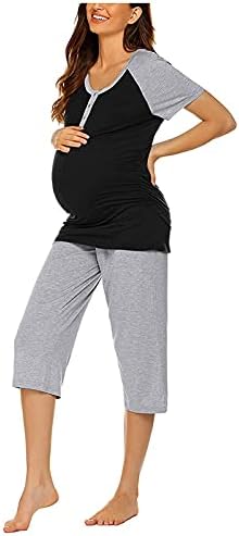 Женски породилно медицински сестри пижами постави кратки ракави доење бременост ПЈМ бремена породилна медицинска сестра сетови