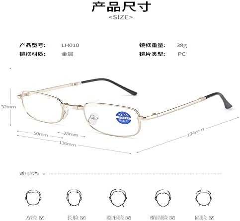 2 пара очила за преклопување, правоаголна рамка, полутранспарентна рамка лесен читач на пролетна шарка.